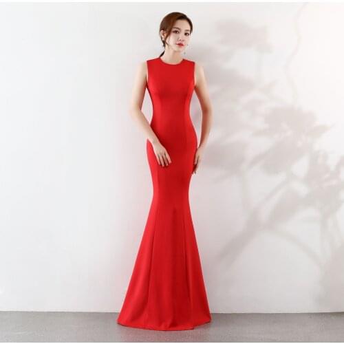 VITIANA Women Red Party Night Trumpet Dress Female Sleeveless Zipper Elegant Long Dresses Femme Host Sexy Party Black Vestidos