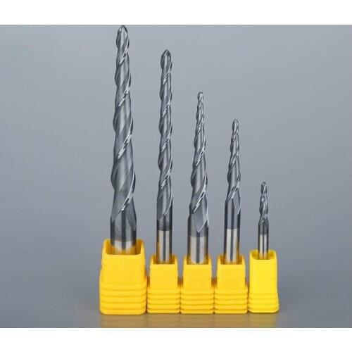 Tungsten coating taper ball end milling R slope using ball milling reamer D4*50*15*R nozzle