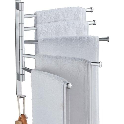 Rotating Towel Rack Punch-free Bathroom Towel Rack Aluminum Black Towel Rack Toilet Folding Towel Bar Towel Holder