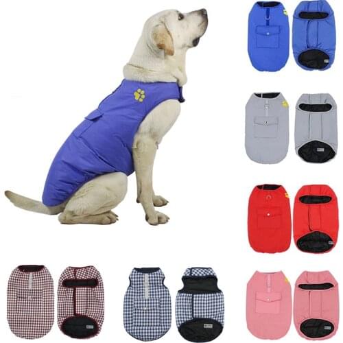 XS-4XL Double Sided Solid Color Windproof Chest Harness for Dogs Fashion Warm Dog Paw Print Vest Pets Waterproof Chests Clothes