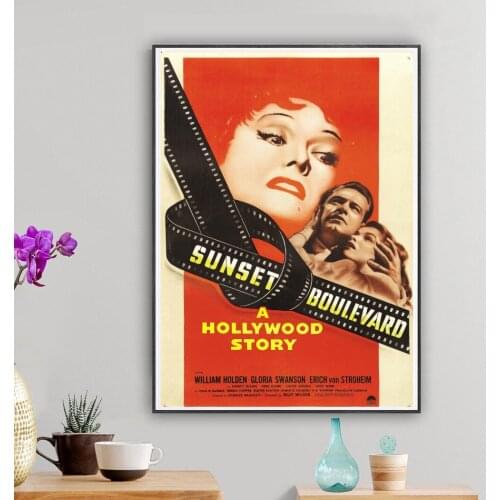Sunset Blvd. Boulevard Billy Wilder Vintage Retro Classic Moive Film Decorative Poster Wall Art Canvas Sticker Home Decor
