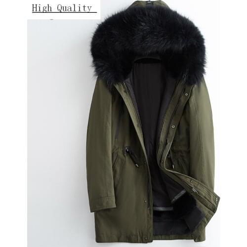Winter Coat Men Real Raccoon Fur Hooded Rabbit Fur Liner Parkas 2020 Korean Warm Long Fur Jacket Man Coats Hiver 19001381