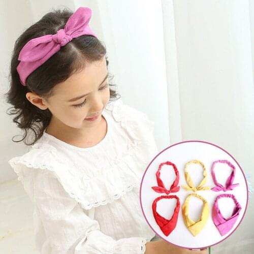 1pcs Girls Headwear Hair Accessories Bunny Bows Kids Turban Knot Rabbit Headband Bow Hair Bands Wrap