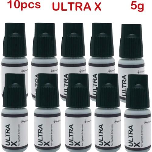 10Pcs ULTRA X 5ml Professional Eyelash Glue Waterproof Eyelash Glue Dry Time Most Powerful Fastest Korea Original Black Adhesive