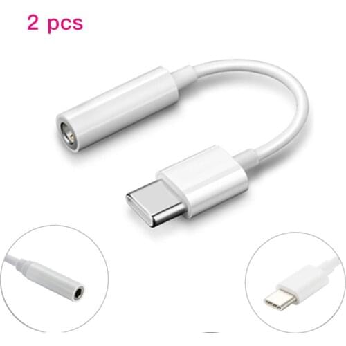 2PCS USB Type-C Male To 3.5mm Jack Female USBC Type C To 3.5 Headphone Audio Aux Cable Adapter Converter for Huawei Leeco Le Eco