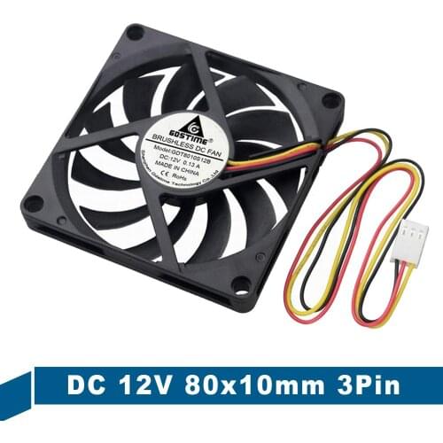 20Pcs lot Gdstime 3pin 12V 80mmx10mm Brushless Cooling Case Fan 8010 80mm 8cm DC Motor Computer Axial Cooler Fan