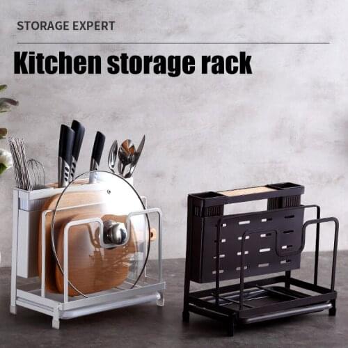 3 IN 1 Pot Lid Rack/Chopsticks Holder/Kitchen Cutter Holder 3 Compartments Spoons/Pan Lid Organizer for Kitchen Bathroom Storage