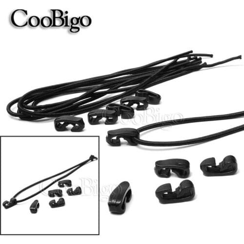 5pcs Black Outdoor External Strapping Plastic Hook Rope Buckle Elastic Rope Cord Bungee Ties With Hook Backpack Bag Parts