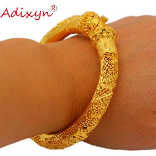 Adixyn Wide 10mm Gold Bangle For Women Cuff Bracelet Brass Jewelry Africa Arab Ethiopian Jewelry For Girlfriend Mum Gifts N12175