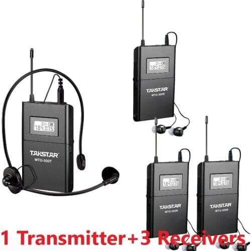 Takstar WTG500/WTG-500 UHF Wireless Acoustic Transmission System use for audio-visual Teaching 1 Transmitter+3 Receivers