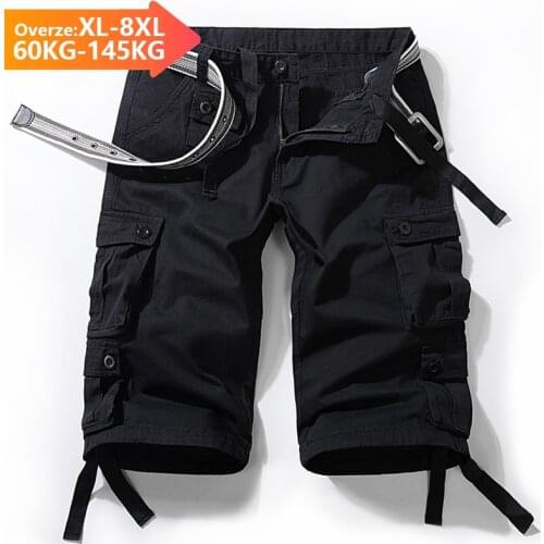 Jantour Summer Cargo Shorts Mens Calf-length Pants Casual Pants Loose Outdoor Sports Cropped Trousers Male Plus Size XL-8XL
