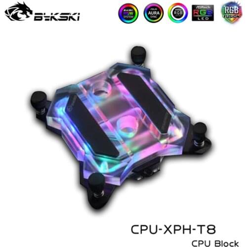 Bykski CPU Water Block Acrylic Transperant Metal Armor For INTEL I7 LGA 1366/115X/2011/2066 CPU Cooler RGB 5V Copper CPU-XPH-T8