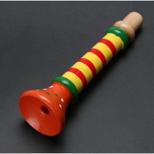 Colorful Toy Musical Instruments Wooden Trumpet Buglet Hooter Bugle Educational Toys For Kids Children Funny Game Random Color