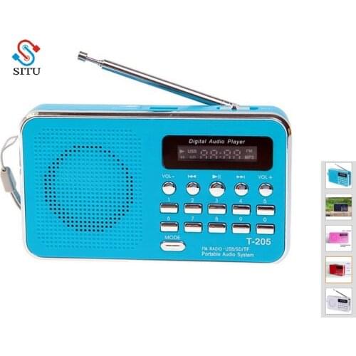 Cheap T-205 Mini Portable FM Radio Rechargeable Digital LED MP3 Speaker Player Support TF SD Card Playing AUX Input Loudspeaker