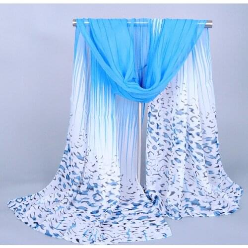 1pc Long Chiffon Leopard print scarves Designer Woman Fashion New Design Peacock Flower print scarves 50 *160cm