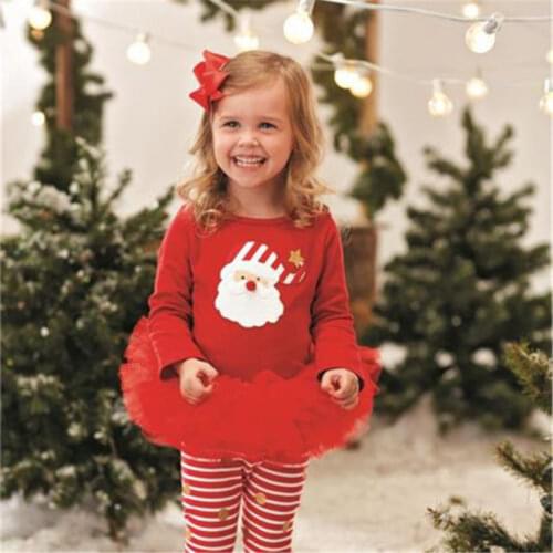 Emmababy Newborn Baby Girl Christmas Clothes Set for Festival Clothing Fashion Casual Dress Floral Pants Outfits Children Set