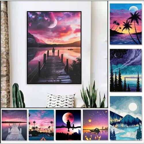 GATYZTORY Paint By Numbers Set landscape Oil Painting For Adults DIY Kits Picture Coloring By Numbers home Decor Art