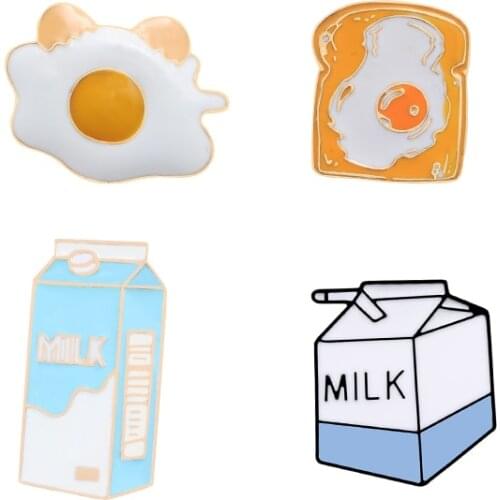 Perfect Breakfast Enamel Pin Cartoon Toast Bread Milk Omelette Egg Brooches Badges Denim Shirt Coat Lapel Pins Gifts for Friends