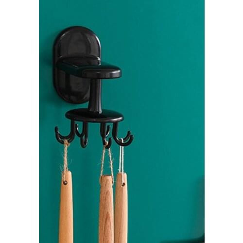 360 Degrees Rotated Kitchen Hooks Self Adhesive 8 Hooks Home Wall Door Hook Handbag Clothes Ties Bag Hanger Hanging Rack