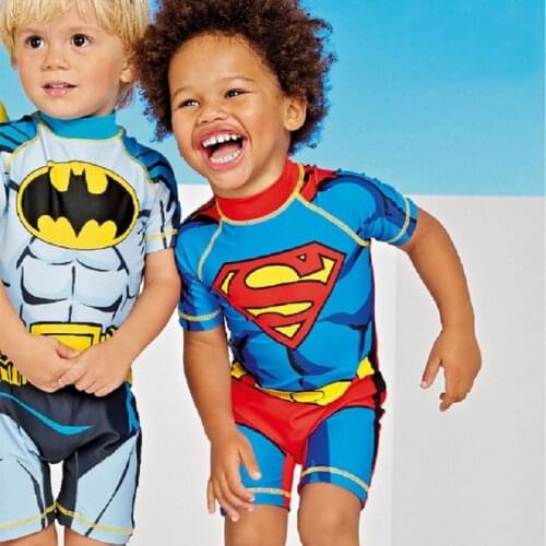 Boy Swimsuits Children Cartoon Print Boys One-piece Swimming Suits With Caps For Baby Kids Boys Pattern Print Swimwear