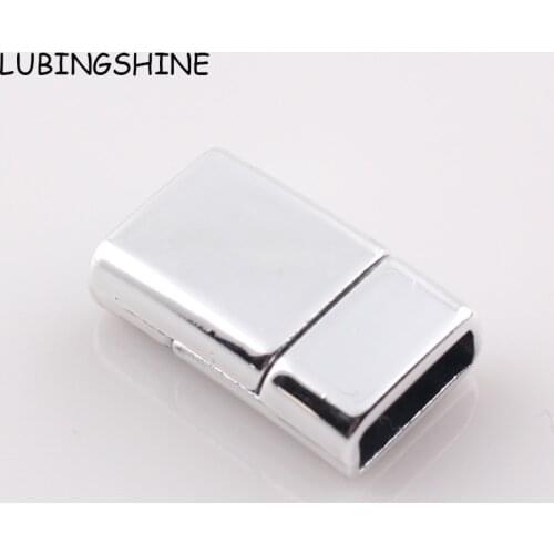LUBINGSHINE Leather Bracelet Clasp DIY Magnet Jewelry Findings Hook Magnetic Clasp Flat Hole 11*3.5mm C83