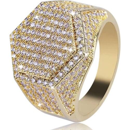 MIQIAO Gold Plated Hexagram Star Luxury Diamon Zircon Vintage Bague Rings for Women Men Lucky Wish Couple Friends Gift Jewelry