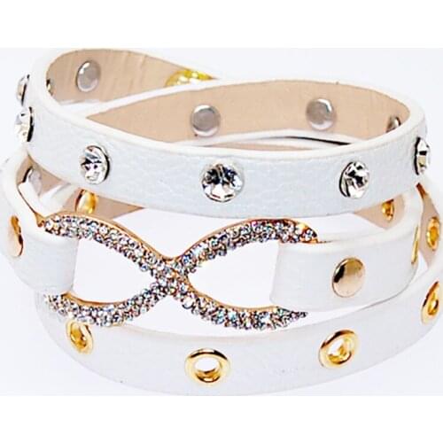 Miasol Trendy Double Wrap Crystal Micro Pave CZ Disco Figure Eight Knot Charm Women Wrapped Bracelets JewelryGifts