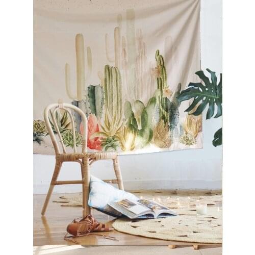 Fashion Home Tapestries Cactus Printed Simple Functional Beach Shawl Picnic Clothes Bed Sheet Large Area Background Valance
