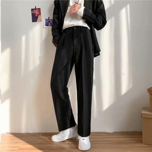 Mens Trousers A Formal Spring And Summer For Versatile Korean Nine Point Loose Straight Tube Trend Casual Wide Leg Suit