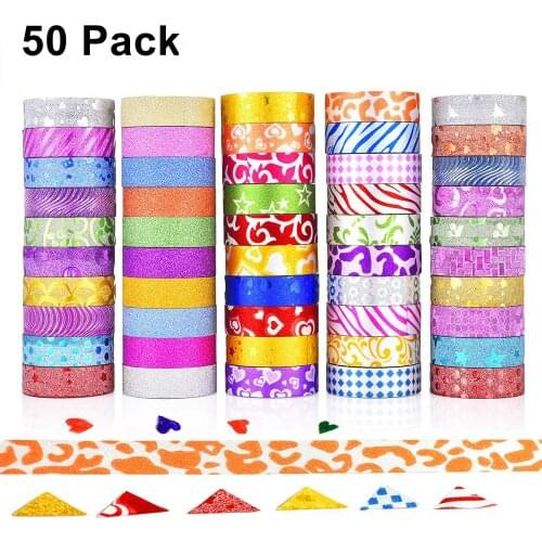 5D DIY Diamond Painting Tools 50 Rolls Glitter Washi Masking Tape Set to Keep Painting Clean Embroidery Cross Stitch Accessories