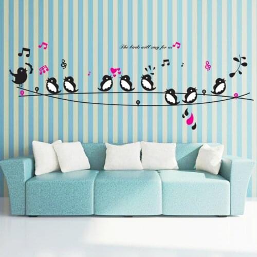 Happy Birds Song Music Wall Stickers Living Room Bedroom TV Sofa Background Wall Decals Home Decor Art Mural poster