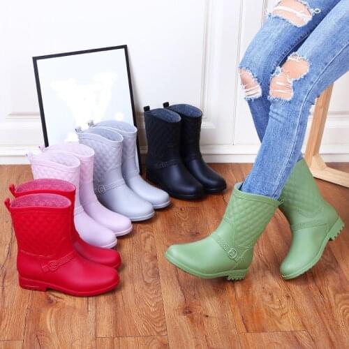 Cotton sleeve detachable middle tube adult womens rain shoes fashion non-skid womens rain boots waterproofing rain shoes
