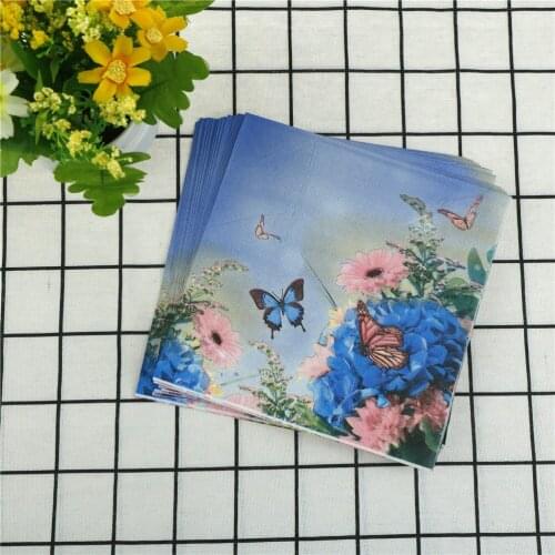 New Natural Purple Flower Paper Napkin Butterfly Festive & Party Supplies Tissue Decoration 33cm*33cm 20pcs/pack Decor