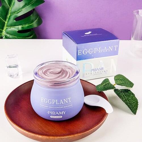 PIBAMY Eggplant Cleansing Mud Mask Smearing Blackheads Shrink Pores Oil Control Moisturizing Cleansing Mud TSLM2