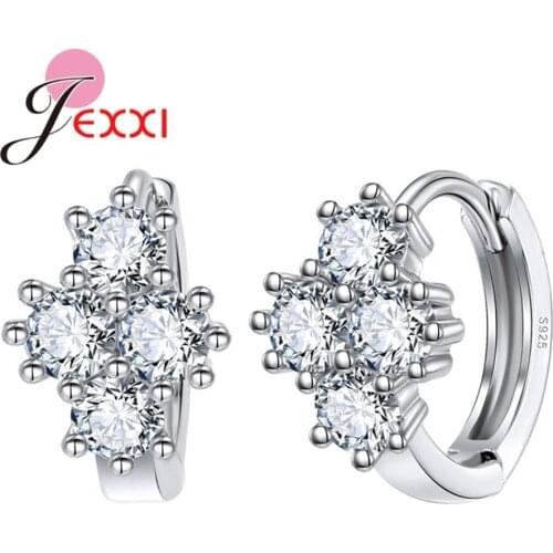 Wholesale 925 Sterling Silver Cubic Zirconia CZ Rhinestone Hoop Earrings For Women Luxury Wedding Engagement Nice Ear Jewelry