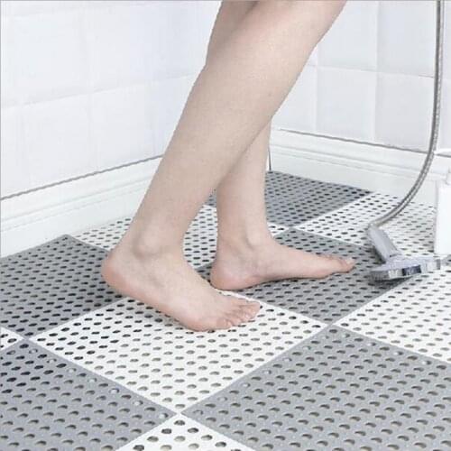 Free Cut Bathroom Anti Slip Mat, 11.8X11.8inch Non-Slip Splicing Shower Bath Rugs, Shower Mats with Large Drainage Holes