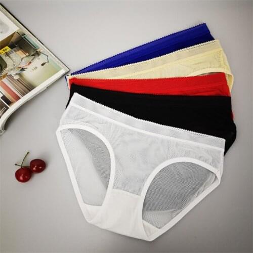 SEE THROUGH Sexy Mesh Transparent Underwear Ladies Panties Elastic Waist Gauze Briefs Women Low Rise Ultra-Thin Pants