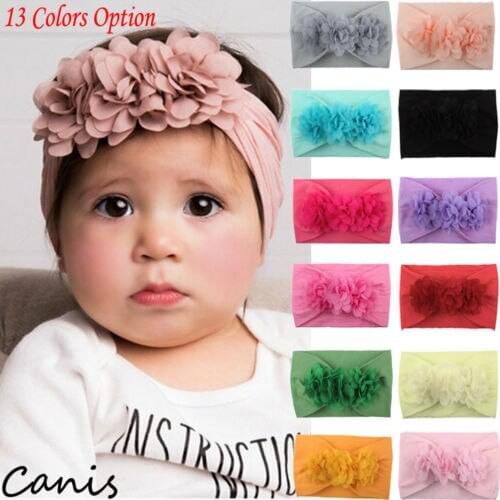 Pudcoco Toddler Girls Kid Baby Floral Bow Hairband Headband Stretch Turban Flower Head Wrap Newborn Accessories