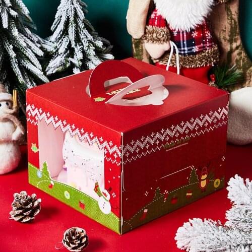 Christmas Baking Tools Candy Packing box Transparent Window Small Cake box Santa Claus Swiss Roll Paprer Box Collapsible Gifts