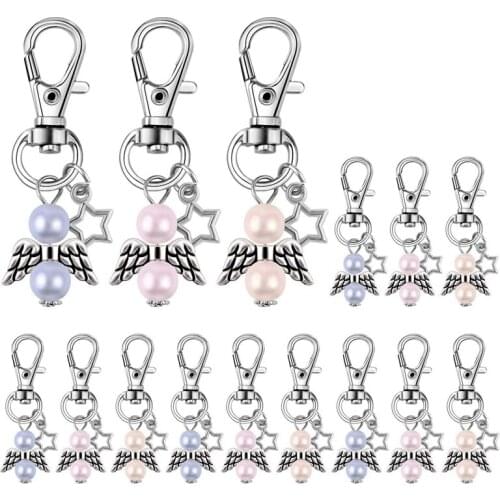 SHGO HOT-33 PcS Party Favors Baptism Souvenir Mini Angle with Star Pendant Keychain