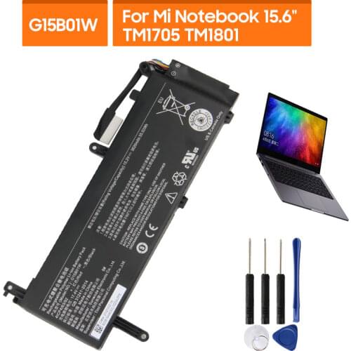 Original Replacement Battery G15B01W For Xiaomi Mi Notebook 15.6" TM1801 TM1705 GTX1050Ti/1060 171502-AK/AN/AA/I 3620mAh