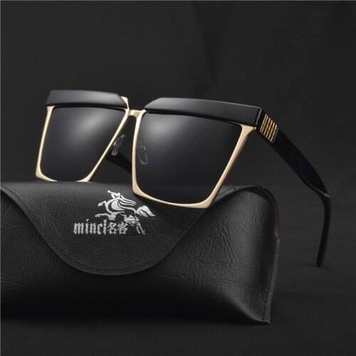 MINCL/2017 Half Frame Sunglasses Women Men Sun Glasses Vintage Oversized Glasses Metal Eyewear Male Lunette De Soleil Goggles XL