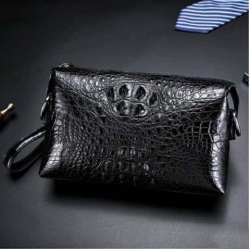 LINSHE crocodile Handbags male Genuine leather The new tide The large capacity Hand caught male Clip package Local