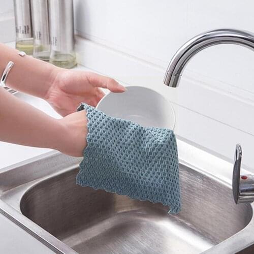 Kitchen Anti-grease Wiping Rags Efficient Super Absorbent Cloth Cleaning Washing Dish Kitchen Towel Home Microfiber Cleanin V8M0
