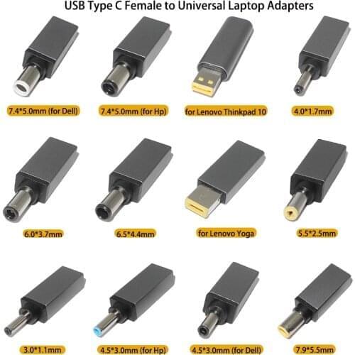 Universal Dc Power Supply Adapter Connector USB C to 7.4x5.0 4.5x3.0 5.5x2.5mm Plug Jack Converter for Hp Asus Lenovo Laptop