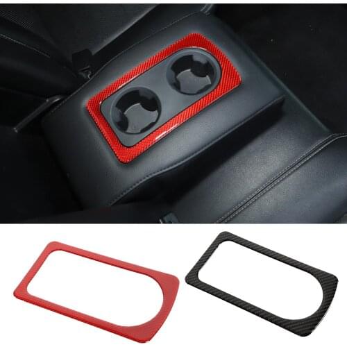 Carbon Fiber Interior Mouldings for Dodge Ram 2010-2015 Rear Armrest Box Water Cup Holder Panel Decoration Cover Car Accessories