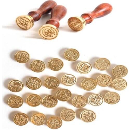 Retro Flower Letter Envelope Sealing Wax Copper Seal Stamp Art Decorative Sealing Wax Seal Stamp Wood Handle Wedding Post Gifts