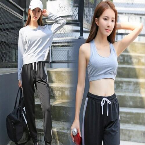 Damdos Womens Sports suit Top + Bra + Pants -3pcs Solid Color Sports Yoga suit for Fall