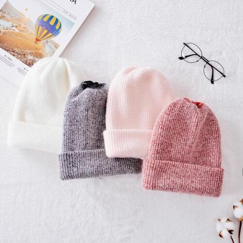 Winter Rabbit Fur Winter Skullies Beanies Hat Fashion Warm Beanies Hats Casual Women Solid Adult Rabbit Caps Knitted Cap