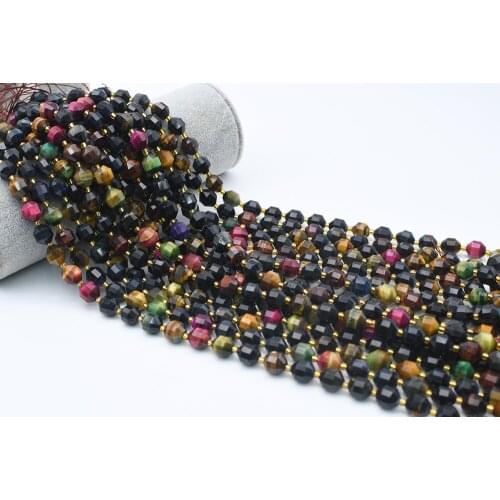 10mm AA Natural Faceted Multicolor Tiger Eye irregular round Beads For DIY necklace bracelet jewelry making 15 "free delivery